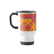 Chic Bright Red Yellow and Blue Kariert Travel Mug