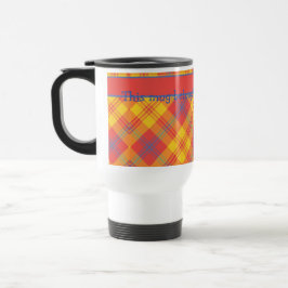 Chic Bright Red Yellow and Blue Kariert Travel Mug Reisebecher