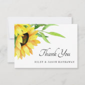 Chic Bright Sonnenblumen Rustikale Hochzeit Dankeskarte (Vorderseite)