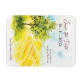 Chic Bright Yellow Farmland Landschaft Hochzeit Magnet (Horizontal)
