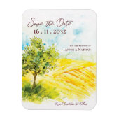 Chic Bright Yellow Farmland Landschaft Hochzeit Magnet (Vertikal)