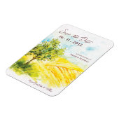 Chic Bright Yellow Farmland Landschaft Hochzeit Magnet (Linke Seite)