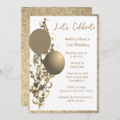 Chic Bronze Gold Glitzer Brithday Einladung (Vorne/Hinten)