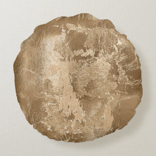 Chic Bronze Gold Glitzer Rundes Kissen