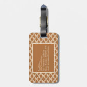 Chic Bronze Ivory Diamond Pattern Monogram Gepäckanhänger (Rückseite vertikal)