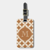 Chic Bronze Ivory Geometric Muster Monogram Gepäckanhänger (Vorderseite vertikal)