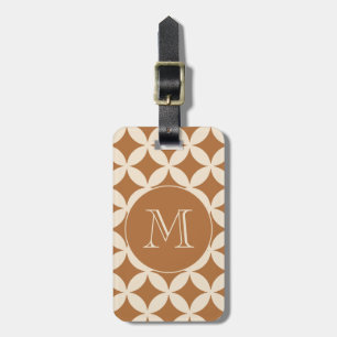 Chic Bronze Ivory Geometric Muster Monogram Gepäckanhänger