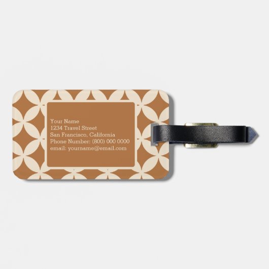 Chic Bronze Ivory Geometric Muster Monogram Gepäckanhänger (Rückseite horizontal)