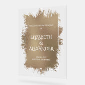 Chic Bronze Splash Wedding Willkommen Acrylschild (Winkel)