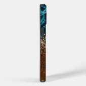 Chic Bronze Turquoise Glitzer Marmormonogramm Case-Mate iPhone Hülle (Rückseite / Rechts)