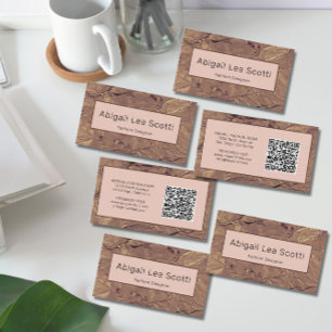 Chic Brown Abstrakt QR Code Business Card Visitenkarte