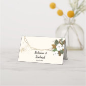 Chic Brown and Cream Floral Wedding Platzkarte (Rückseite)
