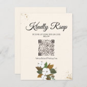Chic Brown and Cream Floral Wedding RSVP Karte (Vorne/Hinten)