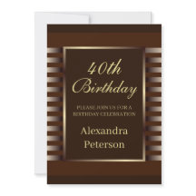 Chic Brown and Gold Streifen Geometrie Geburtstag
