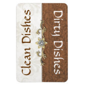 Chic Brown and Ivory Damask Geschirrspülmaschine M Magnet (Vertikal)