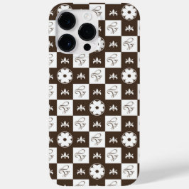 Chic Brown and White Checkered Pattern Case-Mate iPhone 14 Pro Max Hülle
