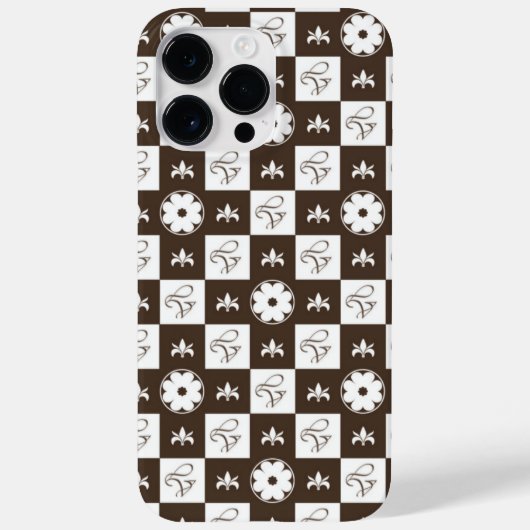 Chic Brown and White Checkered Pattern Case-Mate iPhone Hülle (Rückseite)