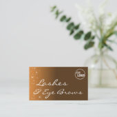 Chic Brown Beige Glitzer Stars mit Logos und Foto Visitenkarte (Stehend Vorderseite)