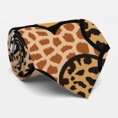 Chic Brown Black and White Animal Print Hearts Krawatte (Gerollt)