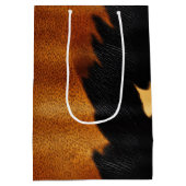 Chic Brown Black Cream Western Cowhide Mittlere Geschenktüte (Rückseite)