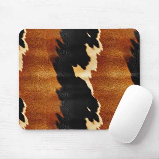 Chic Brown Black Cream Western Cowhide Mousepad (Mit Mouse)