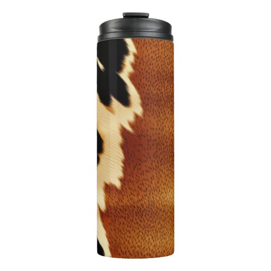 Chic Brown Black Cream Western Cowhide Thermosbecher (Vorderseite)