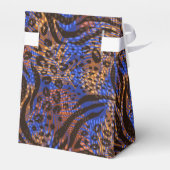 Chic Brown Blue Animal Print Imitate Foil Geschenkschachtel (Rückseite)
