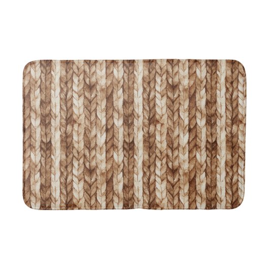 Chic Brown Cream Imitats Woven Stripes Badematte (Vorderseite)