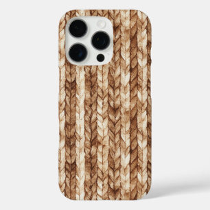 Chic Brown Cream Imitats Woven Stripes iPhone 16 Pro Hülle