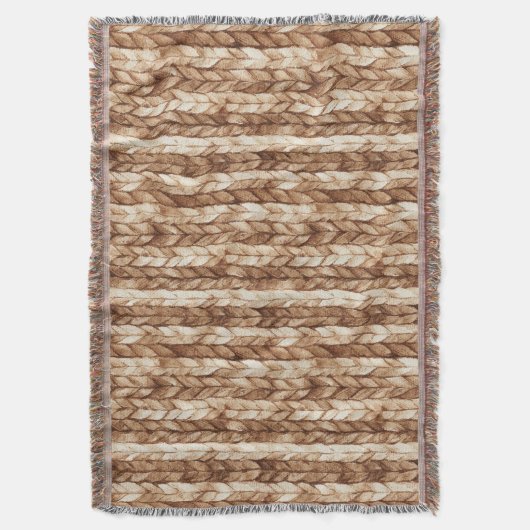 Chic Brown Cream Imitats Woven Stripes Decke (Vorderseite Vertikal)
