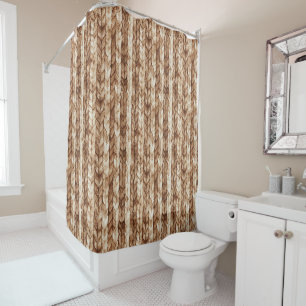 Chic Brown Cream Imitats Woven Stripes Duschvorhang
