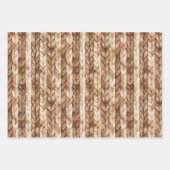 Chic Brown Cream Imitats Woven Stripes Geschenkpapier Set (Vorderseite)