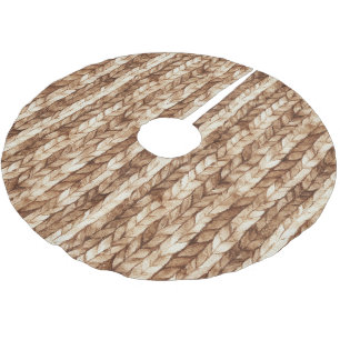 Chic Brown Cream Imitats Woven Stripes Polyester Weihnachtsbaumdecke