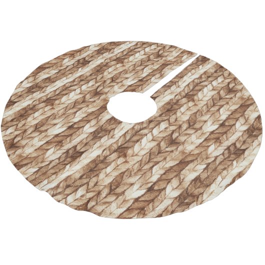 Chic Brown Cream Imitats Woven Stripes Polyester Weihnachtsbaumdecke (Schrägansicht)