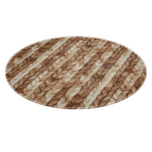 Chic Brown Cream Imitats Woven Stripes Schneidebrett
