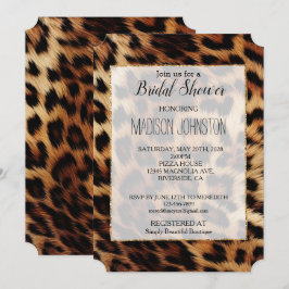 Chic Brown Cream Leopard Brautparty Einladung