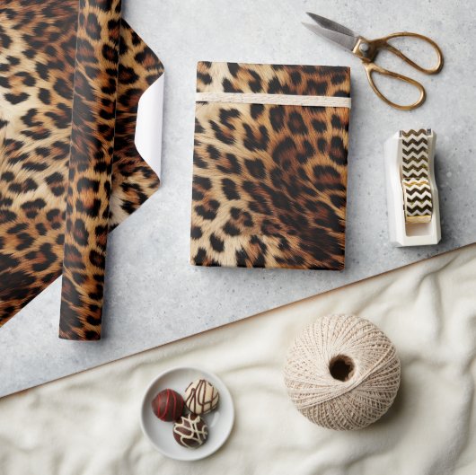 Chic Brown Cream Leopard Geschenkpapier (Kunsthandwerk)