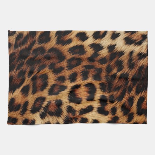 Chic Brown Cream Leopard Geschirrtuch (Horizontal)
