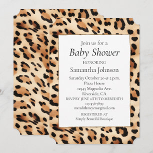 Chic Brown Cream Leopard Print Einladung