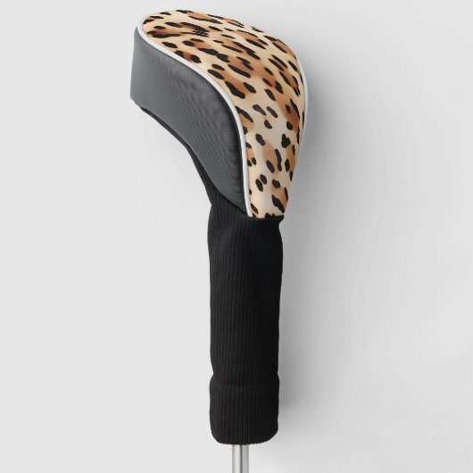 Chic Brown Cream Leopard Print Golf Headcover (angewinkelt)