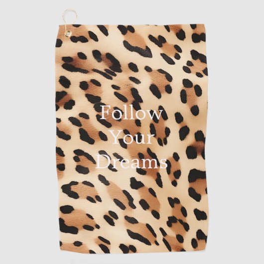 Chic Brown Cream Leopard Print Golfhandtuch (Vorderseite)