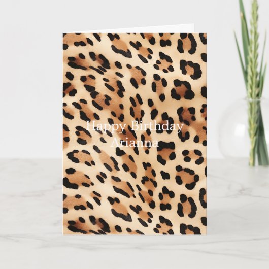 Chic Brown Cream Leopard Print Karte (Vorderseite)