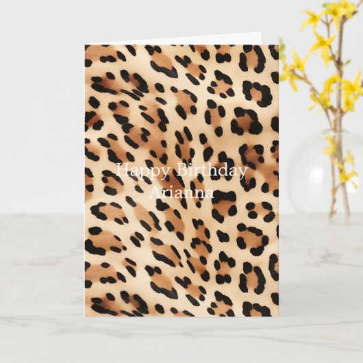 Chic Brown Cream Leopard Print Karte (Gelbe Blume)