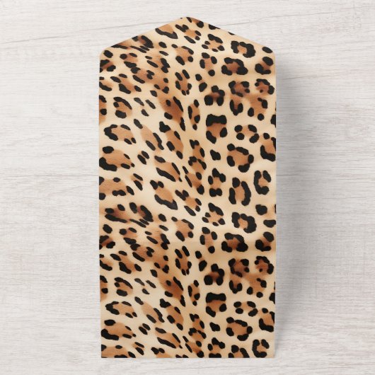 Chic Brown Cream Leopard Wedding All In One Einladung (Außenbereich)