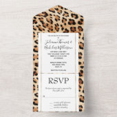 Chic Brown Cream Leopard Wedding All In One Einladung (Innen Boden)