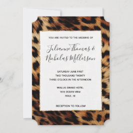 Chic Brown Cream Leopard Wedding Einladung