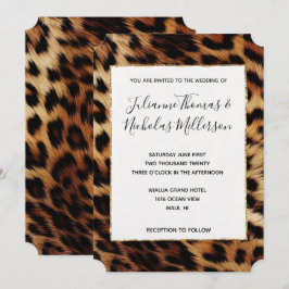 Chic Brown Cream Leopard Wedding Einladung