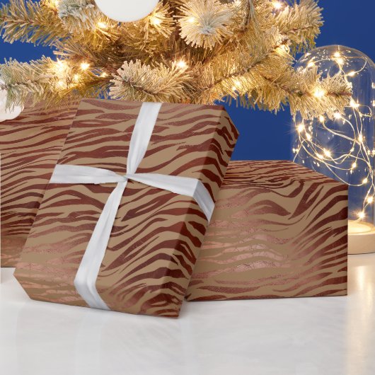 Chic Brown Cream Zebra Print Geschenkpapier (Feiertage)