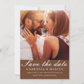 Chic Brown Foto Wedding Save the Date (Vorderseite)