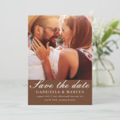 Chic Brown Foto Wedding Save the Date (Stehend Vorderseite)